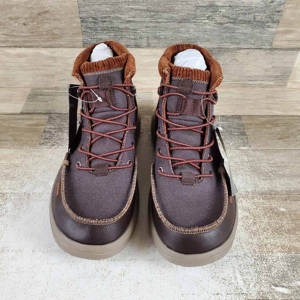 Hey Dude Mens Bradley Boots Sz 9 Corduroy Collar Stretch Boots Brown Chukka